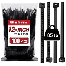 100 Pack 12 inch Black Heavy Duty Zip Ties Thick Cable Ties with 85lbs Tensile