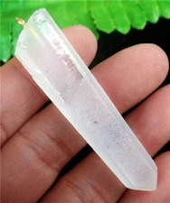 55x9x8mm Unpolished Natural White Crystal Column Pendant Bead AD65965