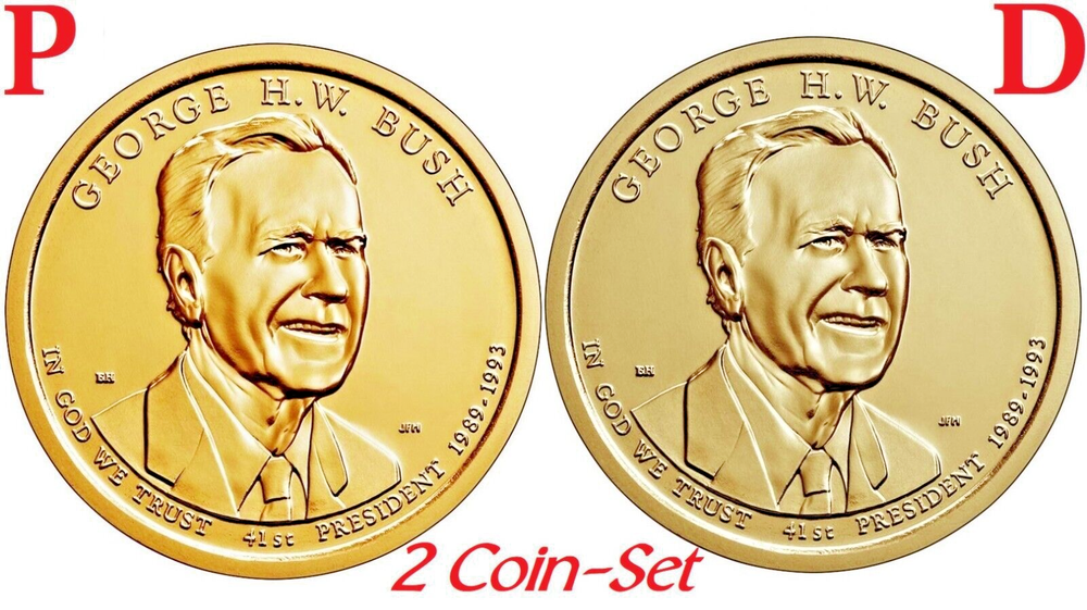 2020 George H.W. Bush Presidential Dollar P&D 2-Coin Set BU $1