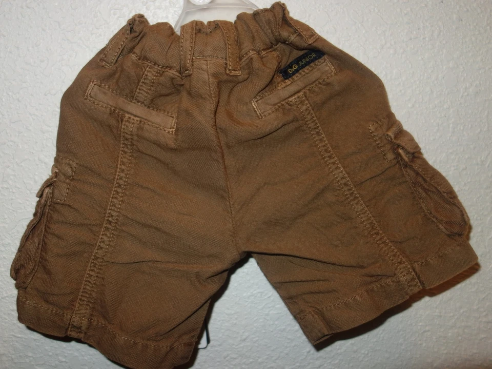 DOLCE GABBANA 青少年儿童卡戈短裤百慕大棕色米色 尺寸 9-12 个月 全新 — 第 3/4 张图片