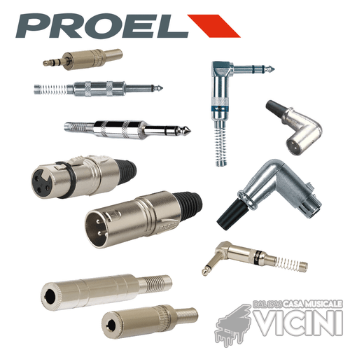 CONNETTORE PROEL JACK MONO STEREO XLR CANNON MASCHIO FEMMINA SPINA ANGOLO MINI - Foto 1 di 17