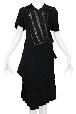 VINTAGE JUNYA WATANABE BLACK TWIST DRESS WITH LACE INSETS 2007 | eBay
