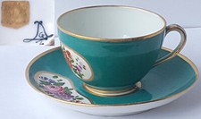 Collector's Place Setting, Cup Saucer, Sevres France, Hand Painted, Um 1880 -