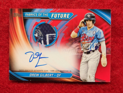 2024 Topps Pro Debut DREW GILBERT Fabrics Of The Future Relic AUTO Red 2/5 METS
