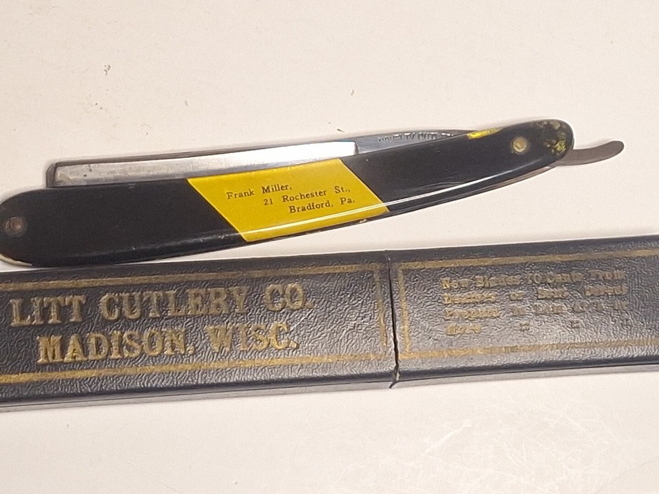 Antique NOVELTY CUTLERY CO Straight Razor With Custom Picture Scale eBay