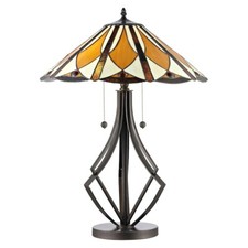 Dale Tiffany Diamond Flare Tiffany Table Lamp, Tiffany Bronze - TT19191