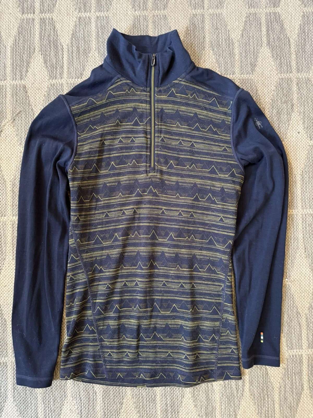 Smartwool Merino 250 Baselayer 1/4 Zip Pullover, Mens Small, Cool Graphic Design