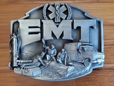 Buckle Co.Siskiyou EMT First on the Scene Metal Belt Buckle 1990 Vintage Pewter