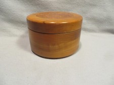 Vintage Hand-Crafted Artist Signed  Dated Cherry Wood Round Covered Box