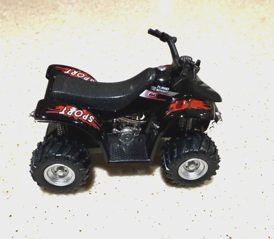 ATV QUAD DIE CAST PULL BACK ACTION NO BATTERIES ALL TERRAIN VEHICLE BLACK SHOCK - Image 2 of 4