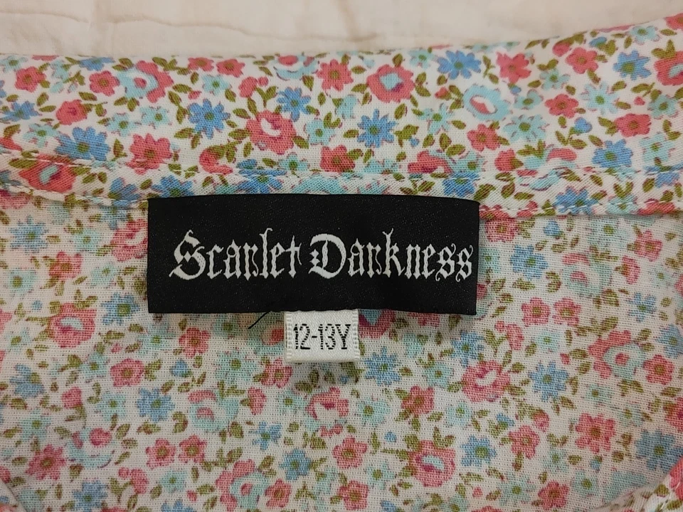 Vestido Escarlata Oscuridad Pionero Pradera Niñas Talla 12-13 Y Floral Maxi Volantes Largos Foto 2 de 4