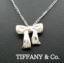Beautiful Item Tiffany Ribbon Motif SV925 Ladies Necklace 698