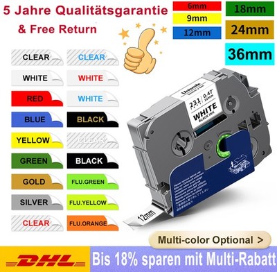 Schriftband für Brother P-Touch TZe-231 12mm PT E100 H105 H107 H100LB 1000 1010