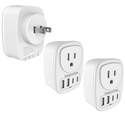 2 Prong to 3 Prong Outlet Adapter Us to Japan Plug Adapter Converter Type A w...