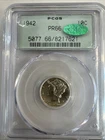 1942 Proof Mercury Dime 10c Pcgs Pr66 CAC In Old Green Holder Amazing Coin