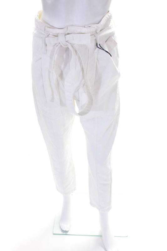 DL1961 Womens Zipper Fly Belted Denim Straight Leg Pants White Size 25 LL19LL