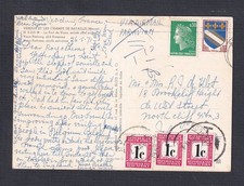 FRANCE 1971 3x1c SOUTH AFRICA POSTAGE DUES ON ‘VERDUN MONUMENT MEUSE’ POSTCARD 