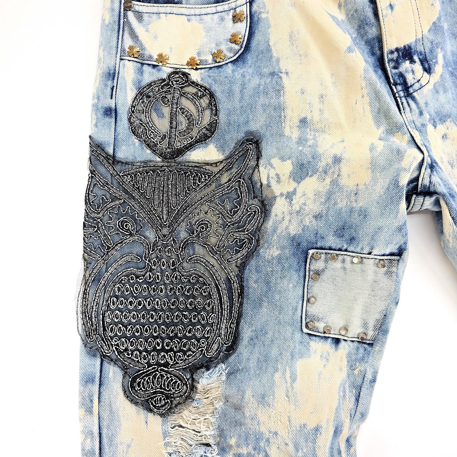 Imperious Patchwork Distressed Jeans Mens 36x32 S… - image 4