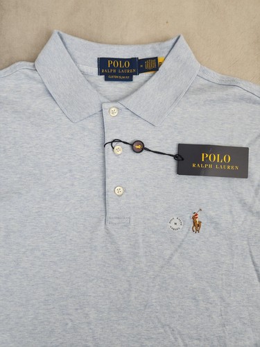Polo Ralph Lauren Custom Slim Fit Soft Touch Blue Polo Shirt Men's Size Medium - Afbeelding 3 van 11