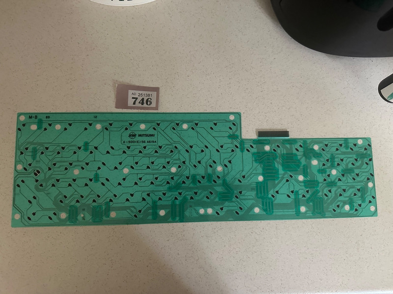 Amiga 500/A500 UK Keyboard Membrane Mitsumi A619A large Enter Keytested Esc n/w