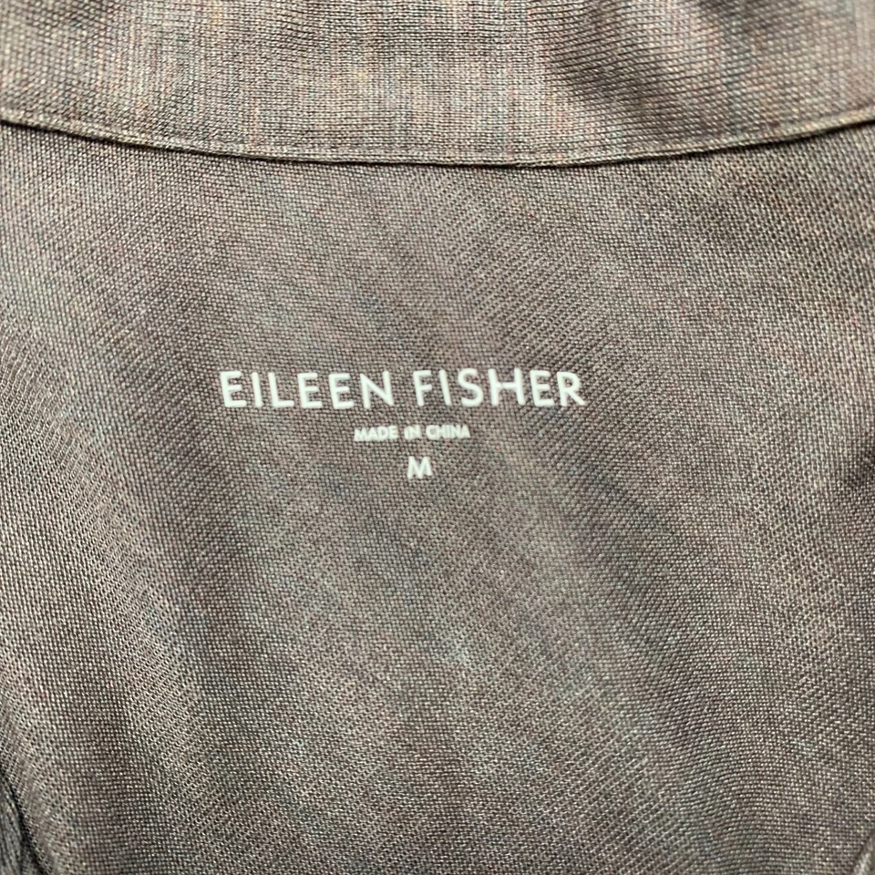Camisa EILEEN FISHER Mujer Mediana Abotonada Blusa Top Seda Algodón Transparente* Foto 3 de 4