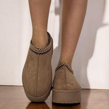WOMENS LADIES COMFY FLUFFY CHUNKY PLATFORM SLIPPERS MULES SHOES