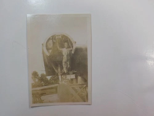 WW2 Photo Military Aircraft Man Engine Marion Bak War WW II VTG Photograph WWII