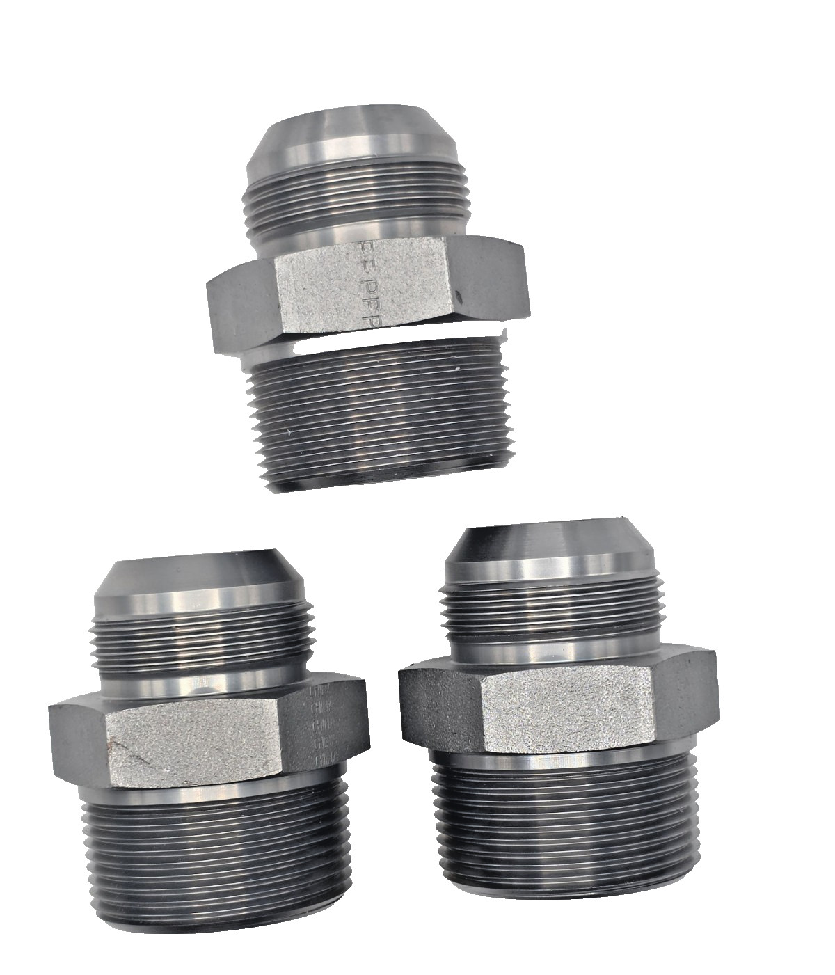 Lot of 3 1-5/8"-12 JIC 37° Male x 1-1/2" NPT Male Hydraulic Adapter Steel NEW