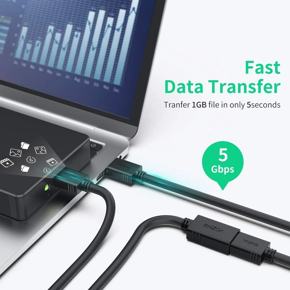 USB 3.0 Extension Cable 25ft Male to Female High Speed Data Transfer Durable - Image 4 of 4