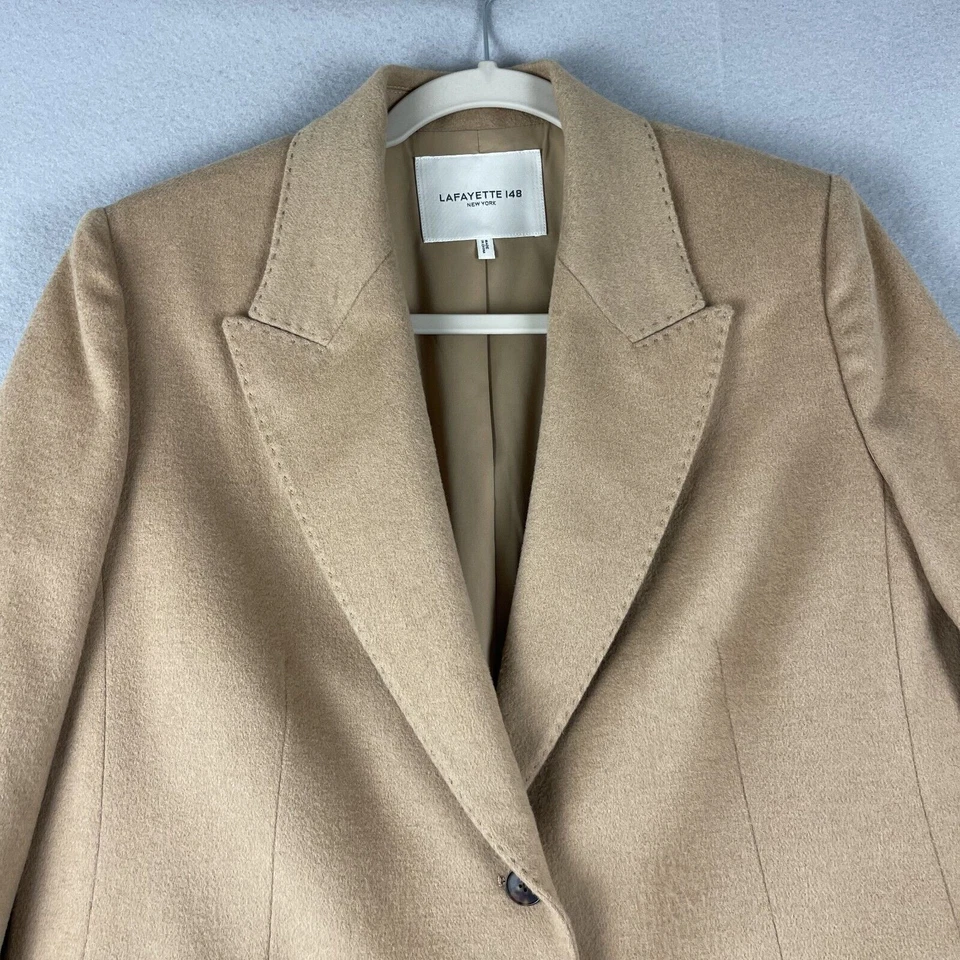 Lafayette 148 Loro Piana Camel Hair Blazer Womens Small Beige Italy Quiet Luxury - Image 2 of 4