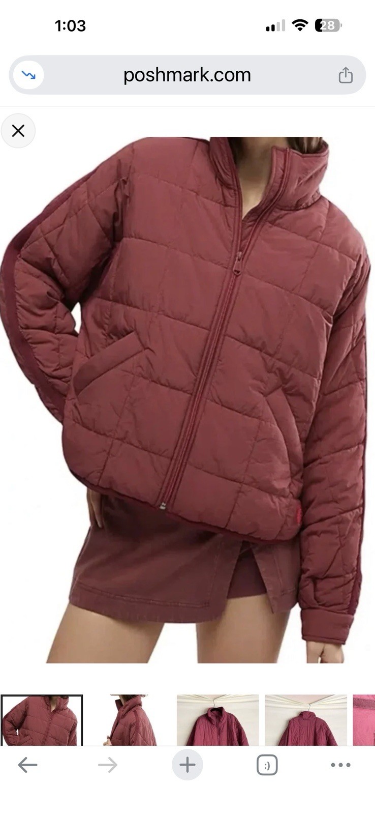 New Free People FP MOVEMENT Pippa Packable Jacket Cherry Cola Color Size Large