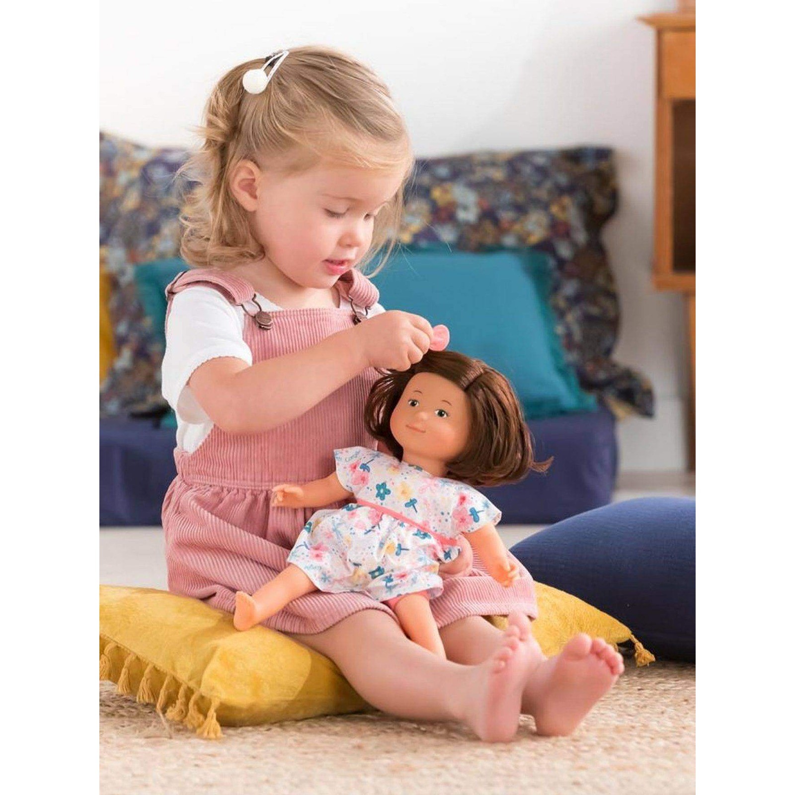 Corolle My First Doll 12" Brunette Green Eyes Floral Dress Soft Body Toy NEW