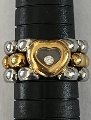 Original Chopard Happy Diamonds Ketten-Ring, Stahl/Gold, Größe 56