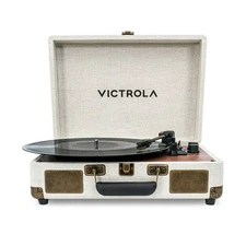 Victrola Venture Bluetooth Suitcase Record Player w/Speakers – White, 3-Speed