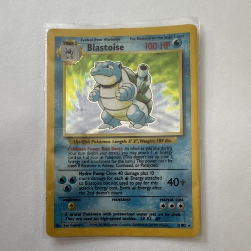 WOTC Pokemon TCG Blastoise 2/102 Base Set Holo Unlimited English 1999 100HP
