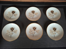 Rosenthal 6x Gebäckteller Konfekt Form 2000 Schattenrose Goldrand 8,5 cm Top! #2