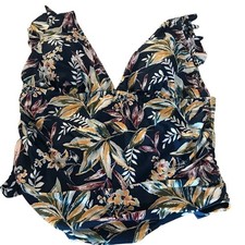 NWT Anne Cole Nylon/Spandex One Piece Double Lined SwimSuit Ruched Powermesh