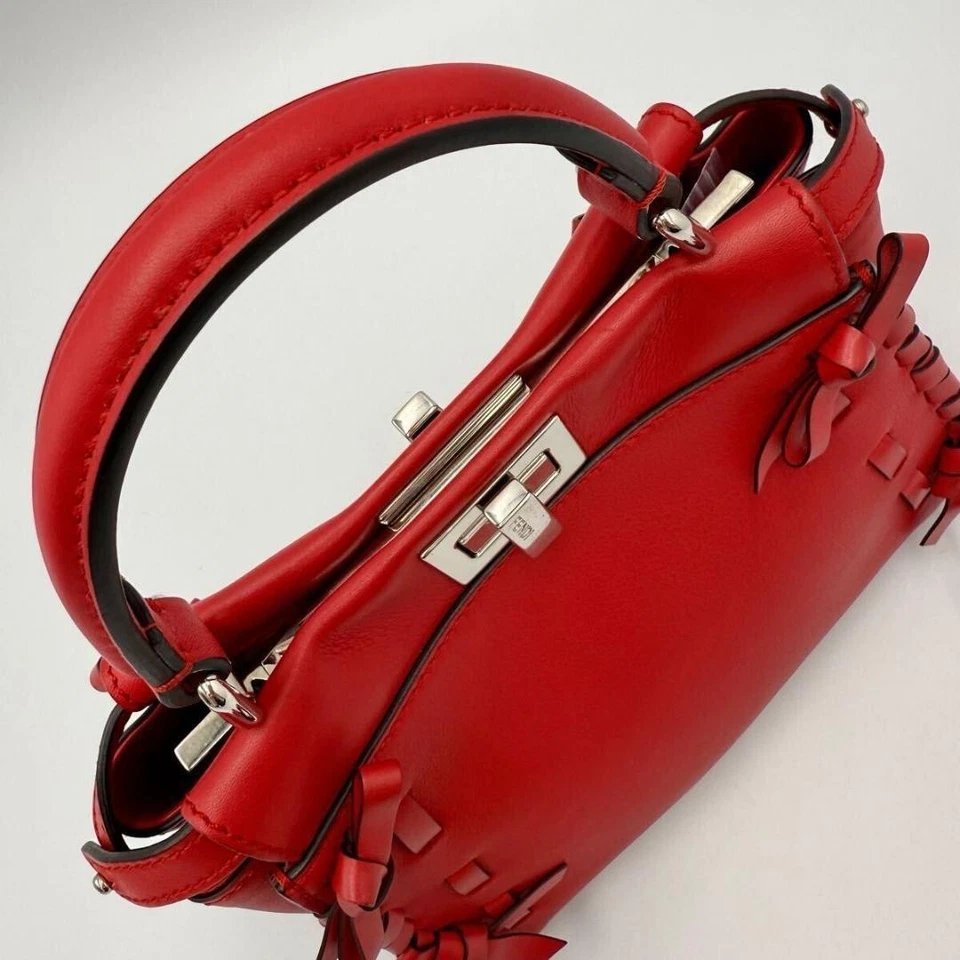 Current Model Fendi Handbag 2WAY with Shoulder Strap Peekaboo Red - Image 4 of 4