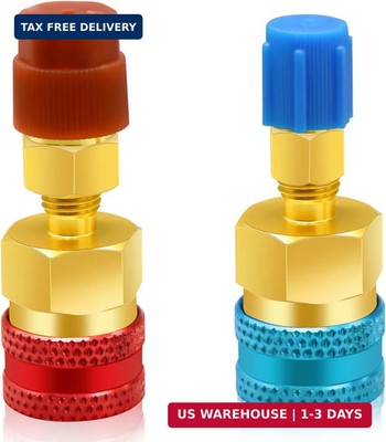 2Pcs R1234yf to R134a Adapter, Quick Couplers Kit R1234yf Refrigerant Recharge K