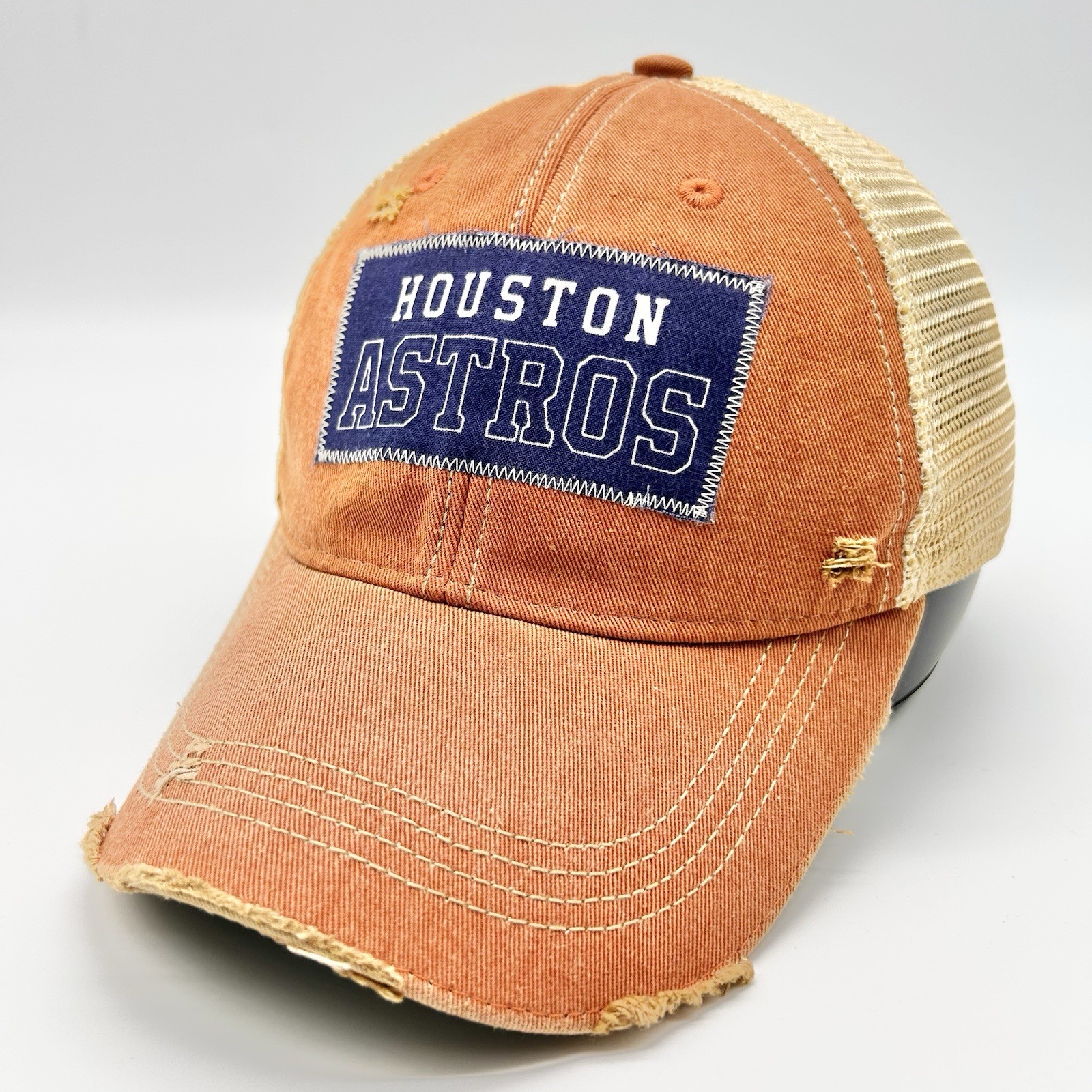 Cap Orange Trucker Distressed Mesh Mlb Headmost