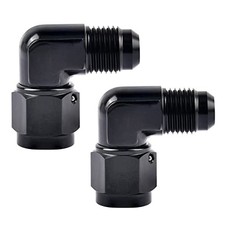 Female to Male Flare 90 Degree Swivel Fitting Adapter Aluminum Black 2PCS 6AN