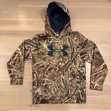 Under Armour Realtree Camo Hoodie Sweatshirt Mens SM Pullover Max 5 Logo Loose