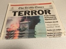 Seattle Times Newspaper EXTRA EDITION 9-11-2001, Twin Towers