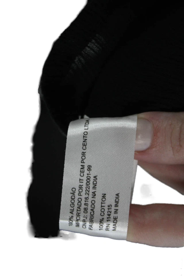 Vix Paula Hermanny Womens Cotton Sheer Ruffle Detail Top Solid Black Size S - Image 4 of 4