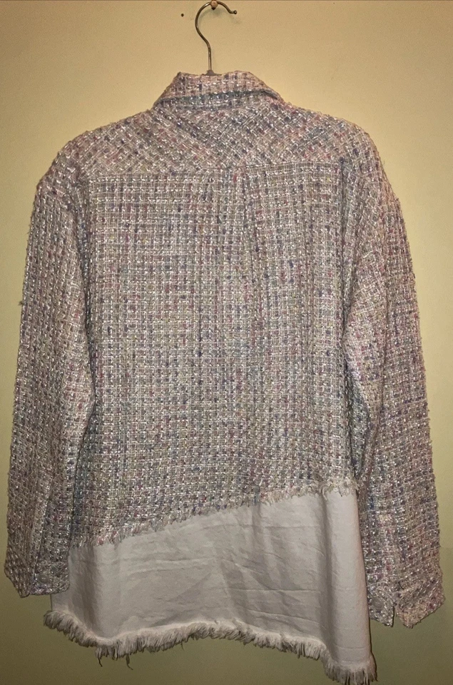 Andrea Martin Tweed Joint White Denim Shirt - Size:  S - Image 2 of 4