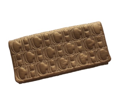 CAROLINA HERRERA Gold Leather Monogram Soft Clutch Bag