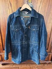 Vintage 70  s Orange Tab Levi's Denim Chore Car Coat Med.