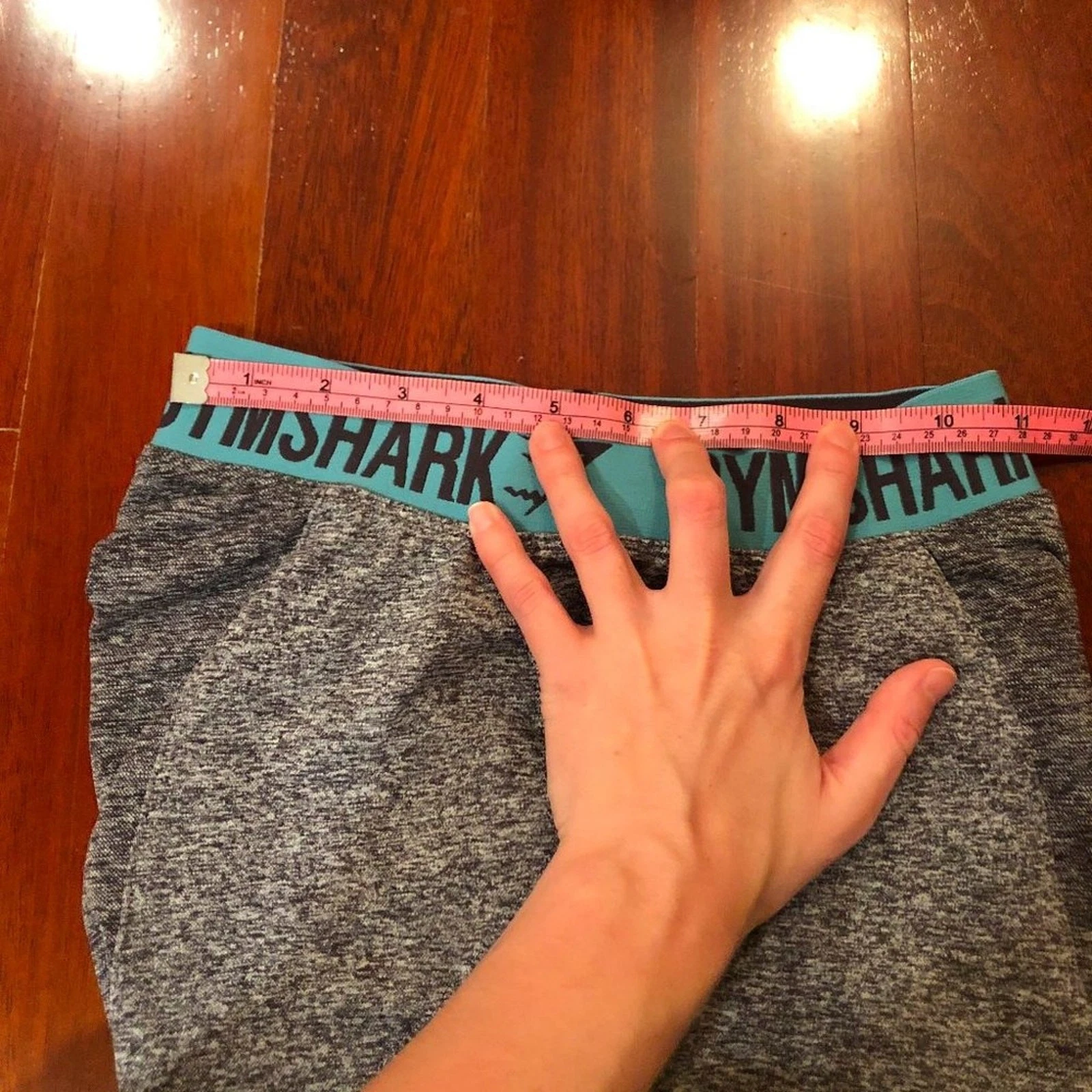 gymshark flex charcoal marl dusty teal logo waistband colorblock leggings