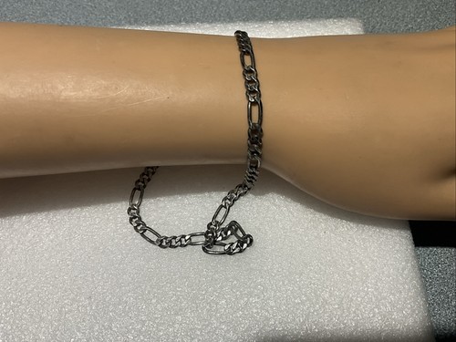 Italian Solid 925 Sterling Silver Figaro Link Chain BRACELET LARGE 11"  5mm 10gr