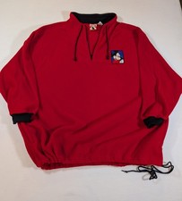 Vintage Walt Disney World Mickey Inc 1/4 Zip Fleece Sweatshirt Size XXL Red